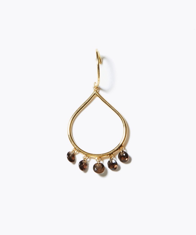 [eden] smoky quartz petal chandelier single pierced earring